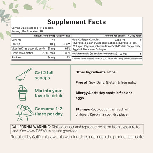 Micro Ingredients Multi Collagen Peptides Powder 8oz | Type I II III V X Hydrolyzed Collagen Supplement for Hair Skin Nails Joints, Unflavored Non-GMO Gluten Free