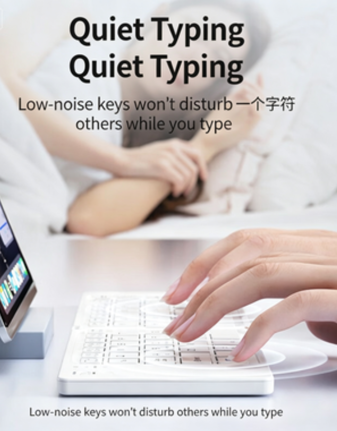 Foldable Bluetooth Keyboard | Ultra Slim Portable Wireless Keyboard for iOS Android Windows | Quiet Keys | Rechargeable Type-C